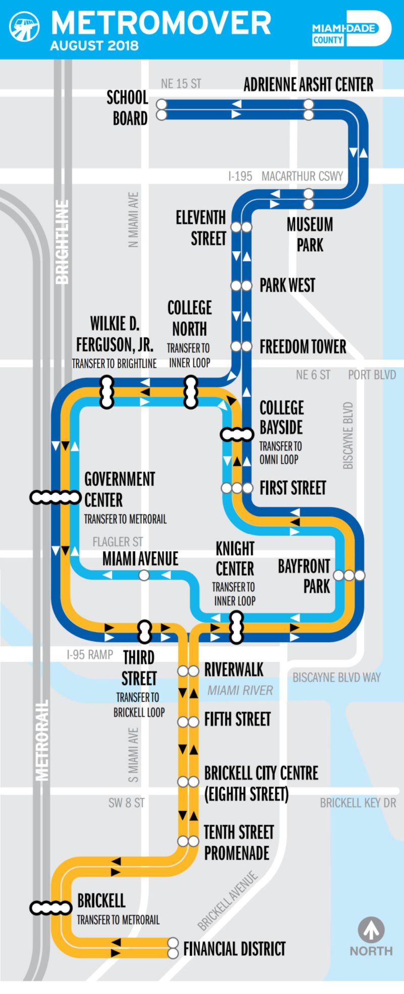Mapa de Miami Metromover