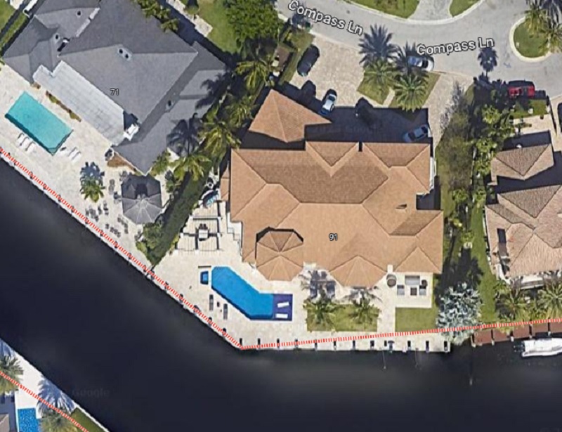 Foto aérea de la nueva casa de Messi en Fort Lauderdale - Fuente: Google Earth